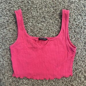 SHEIN Pink Sleeveless Ribbed Crop Tank Top